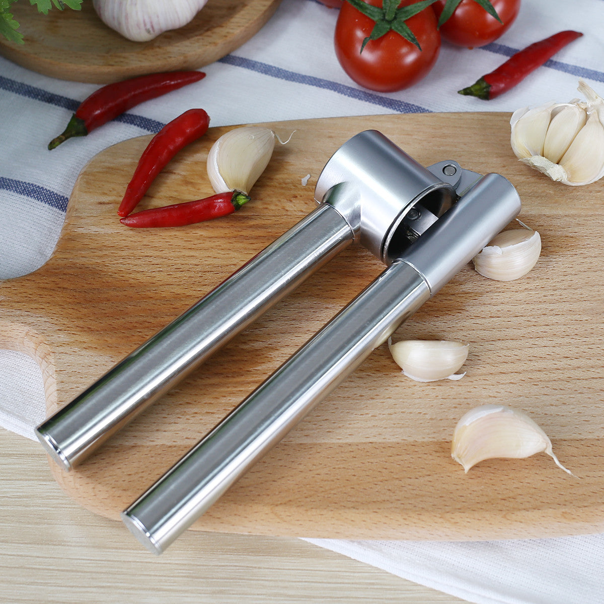 Stainless Steel Garlic Press Kitchen Spice Mincer Garlic Crusher